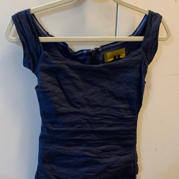 Nicole Miller Navy Off The Shoulder Ruched Dress - Picture 7 of 8